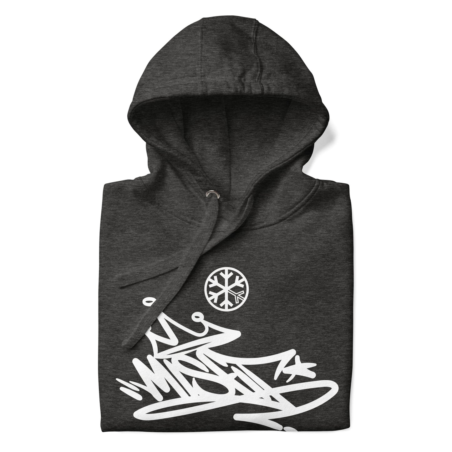 Darkgray-Misfit Graffiti Tag Hoodie from B.Different Clothing, folded, graffiti-inspired streetwear