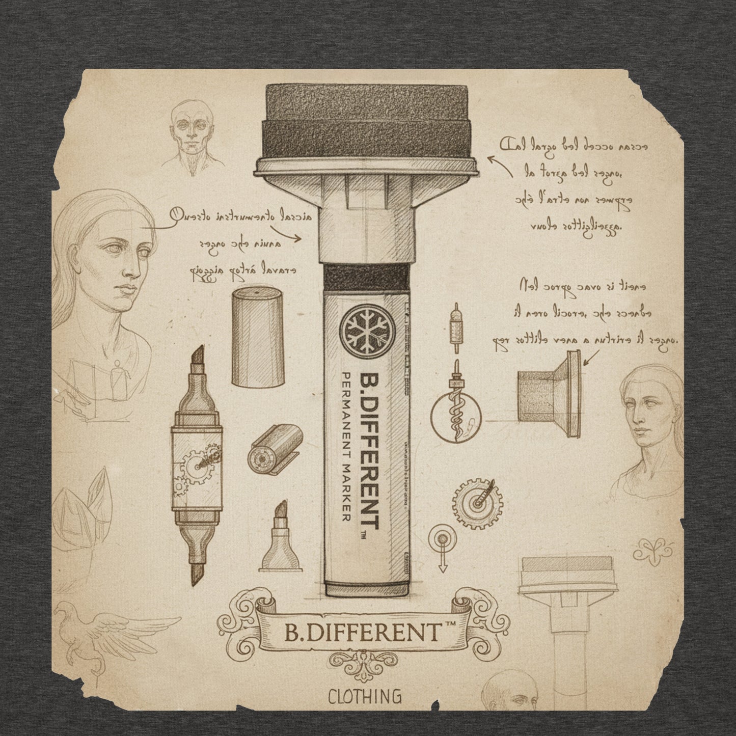 Darkgray-Marker Sketch Graffiti Hoodie from B.Different Clothing, graphic, graffiti-inspired streetwear