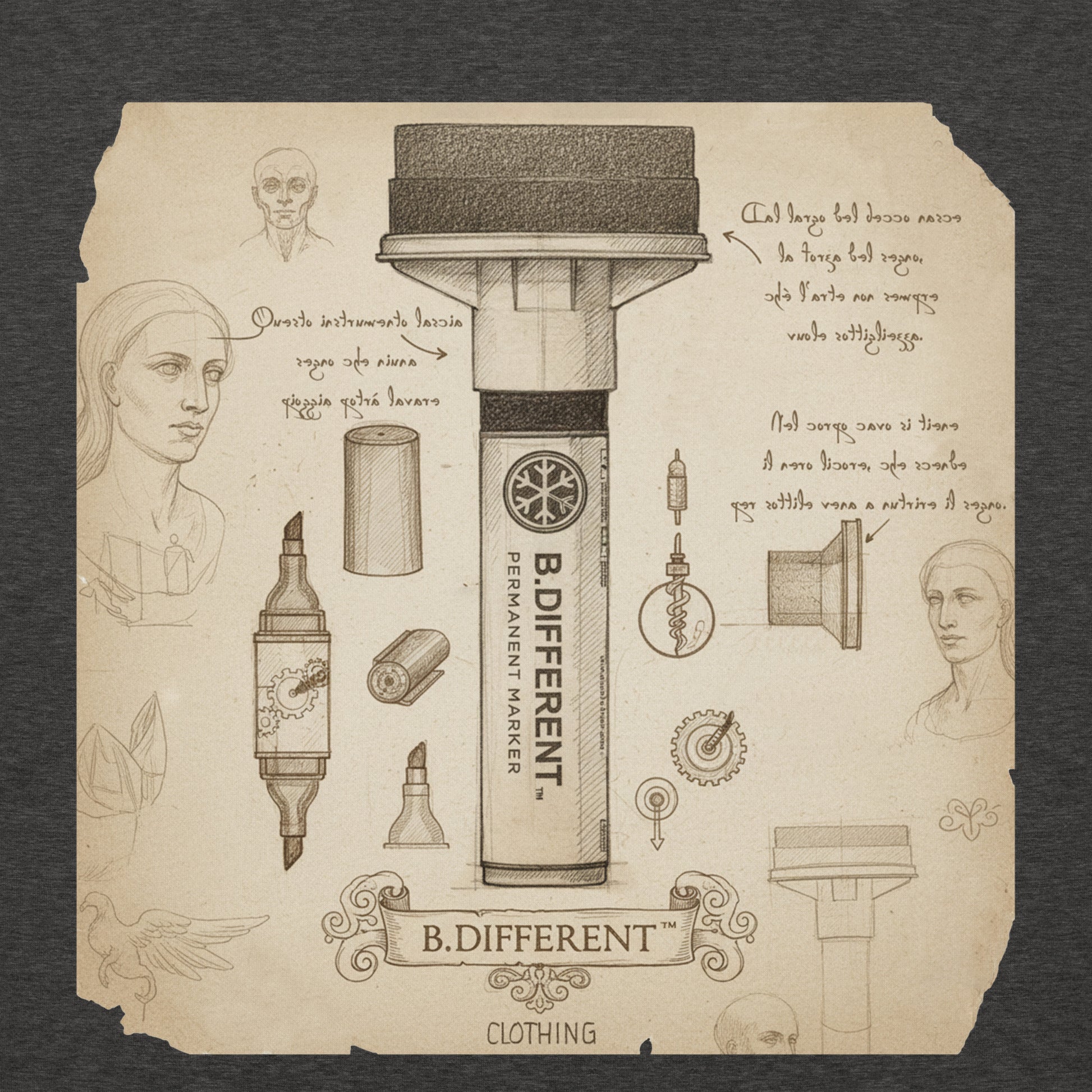 Darkgray-Marker Sketch Graffiti Hoodie from B.Different Clothing, graphic, graffiti-inspired streetwear