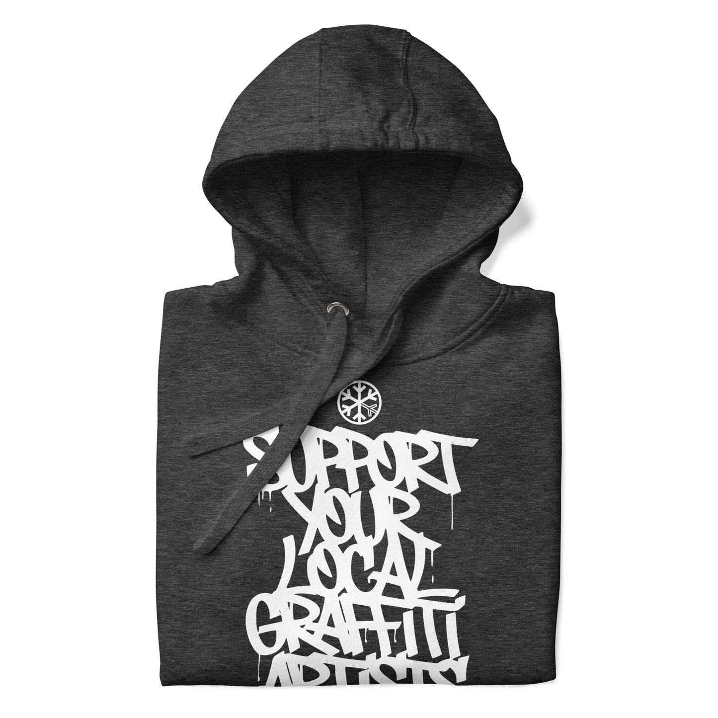 Darkgray-Support Your Local Graffiti Artists Hoodie from B.Different Clothing, folded, graffiti-inspired streetwear