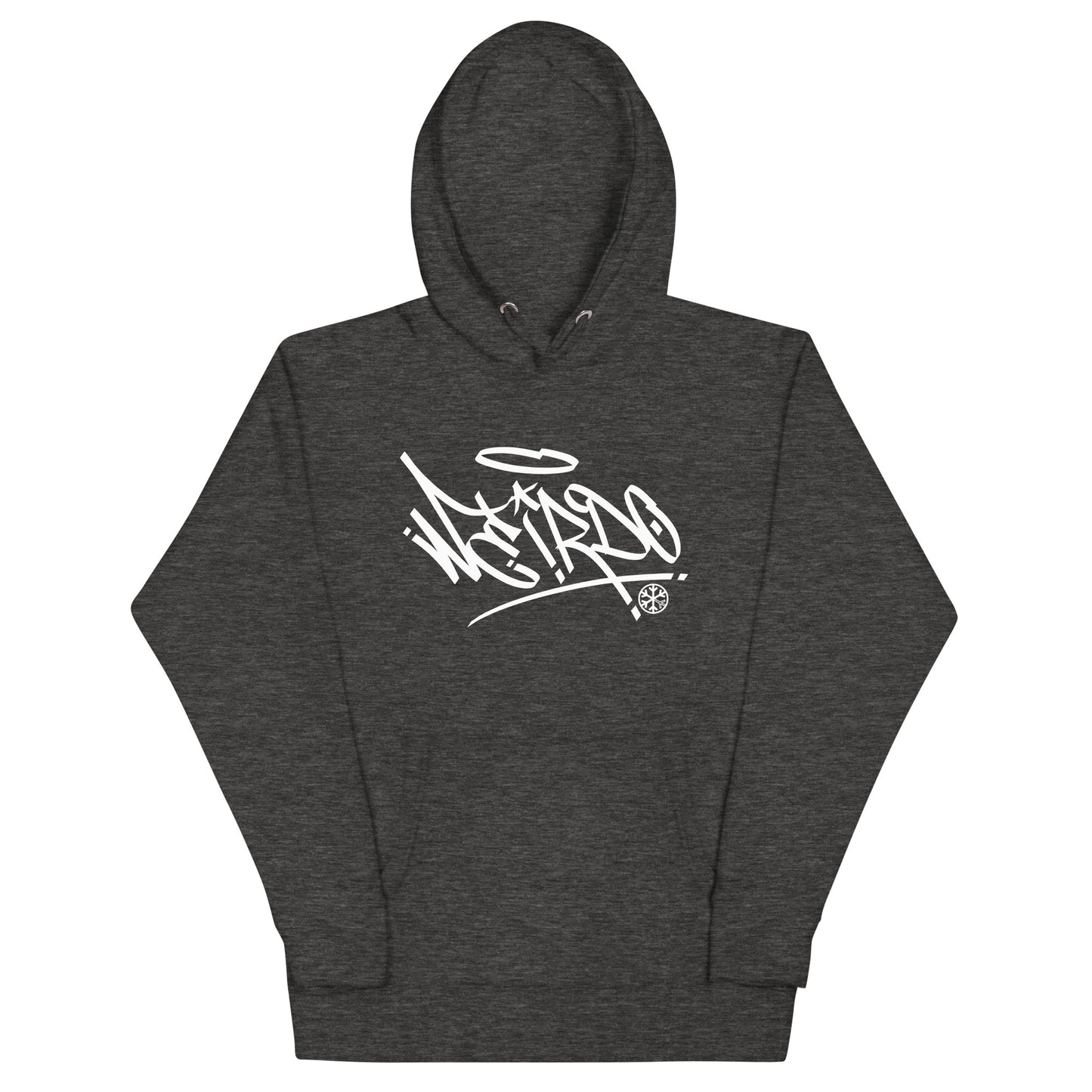 Darkgray-Weirdo Tag Graffiti Hoodie from B.Different Clothing, front view, graffiti-inspired streetwear