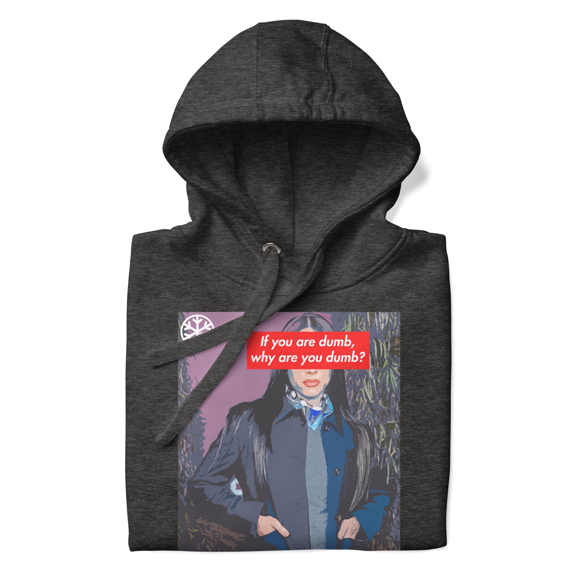 Darkgray-Why Are You Dumb Hoodie from B.Different Clothing, folded, graffiti-inspired streetwear