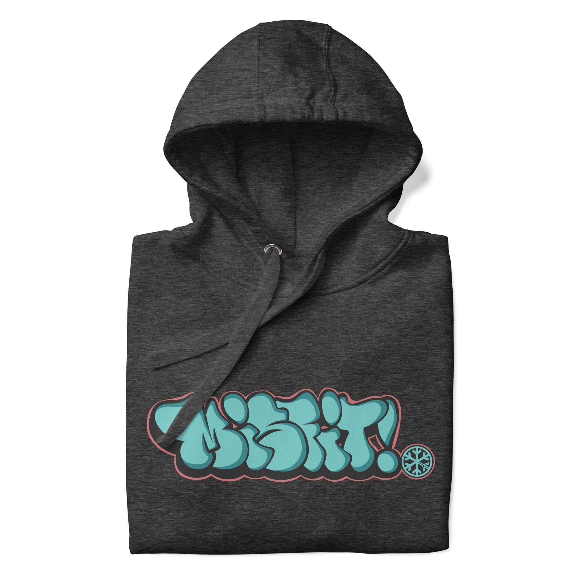Darkgray-Misfit Graffiti Throwie Hoodie from B.Different Clothing, folded, graffiti-inspired streetwear