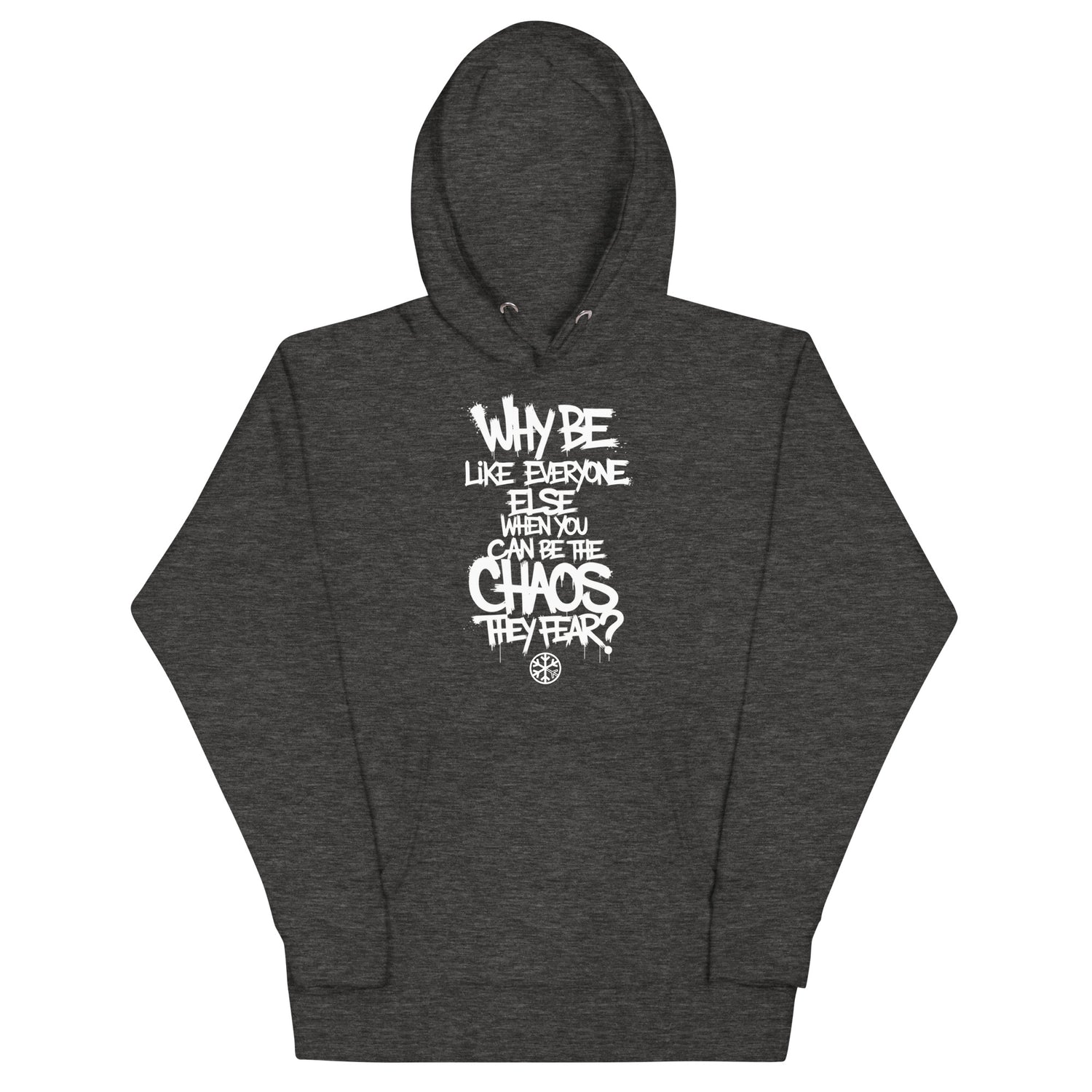 Darkgray-Chaos They Fear Graffiti Tag Hoodie from B.Different Clothing, front view, graffiti-inspired streetwear