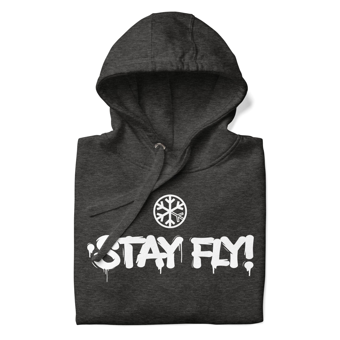 Darkgray-Stay Fly Graffiti Tag Hoodie from B.Different Clothing, folded, graffiti-inspired streetwear