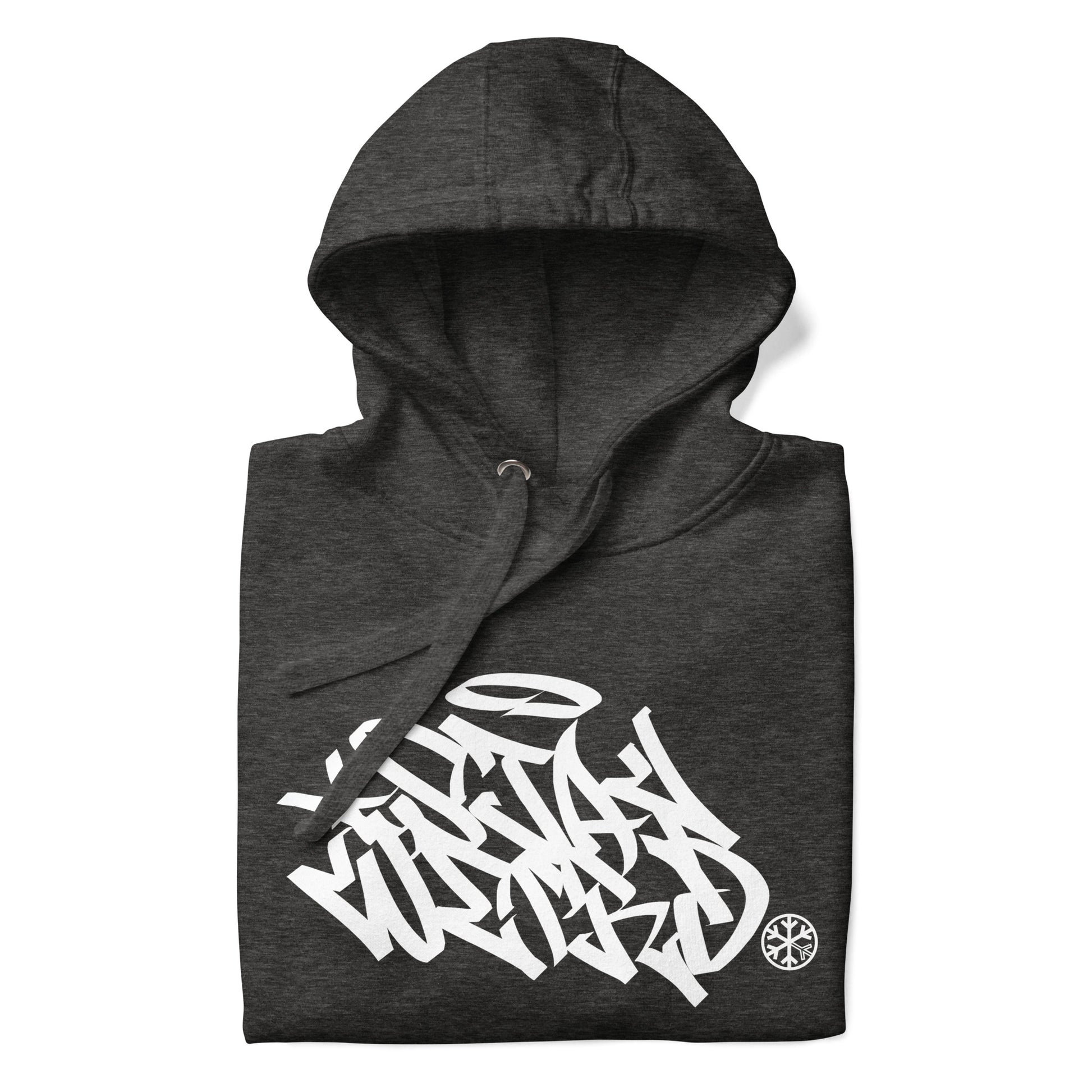 Darkgray-Stay Weird Graffiti Tag Hoodie from B.Different Clothing, folded, graffiti-inspired streetwear