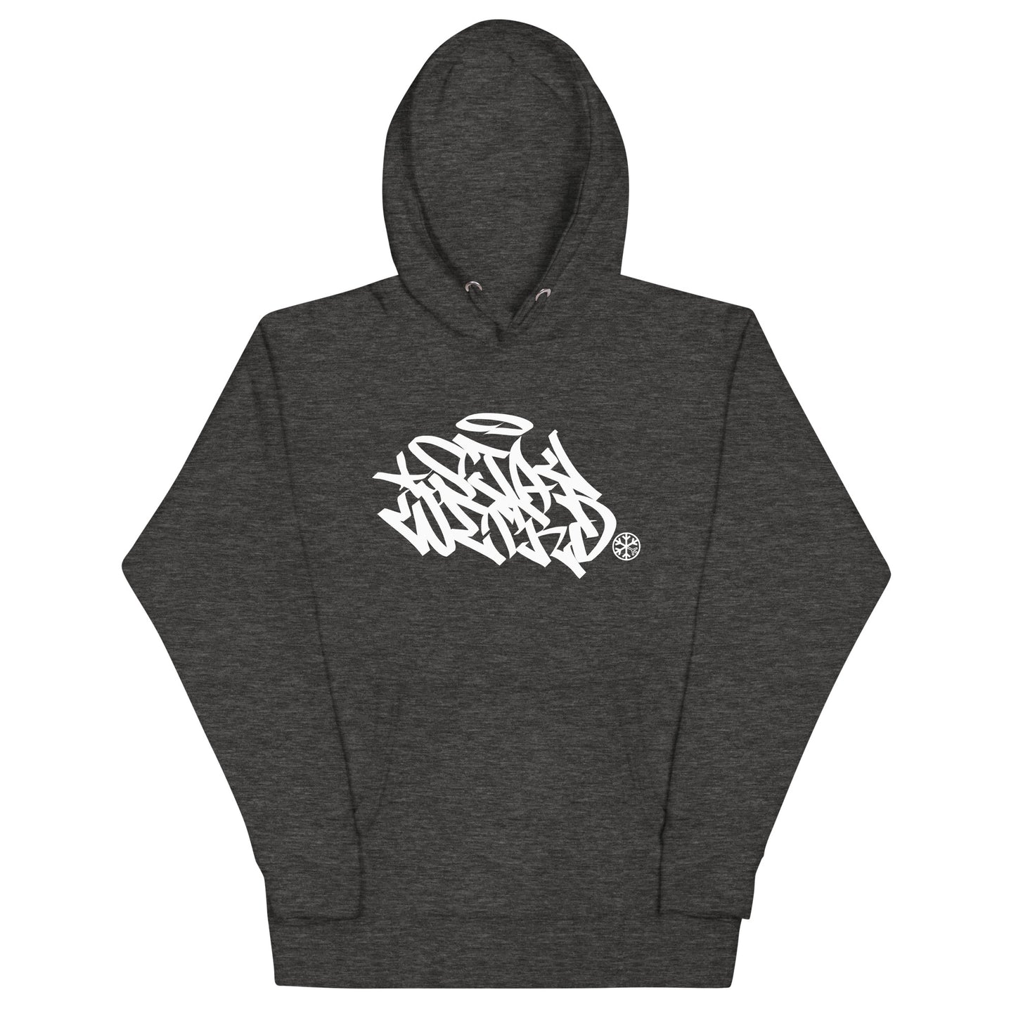 Darkgray-Stay Weird Graffiti Tag Hoodie from B.Different Clothing, front view, graffiti-inspired streetwear