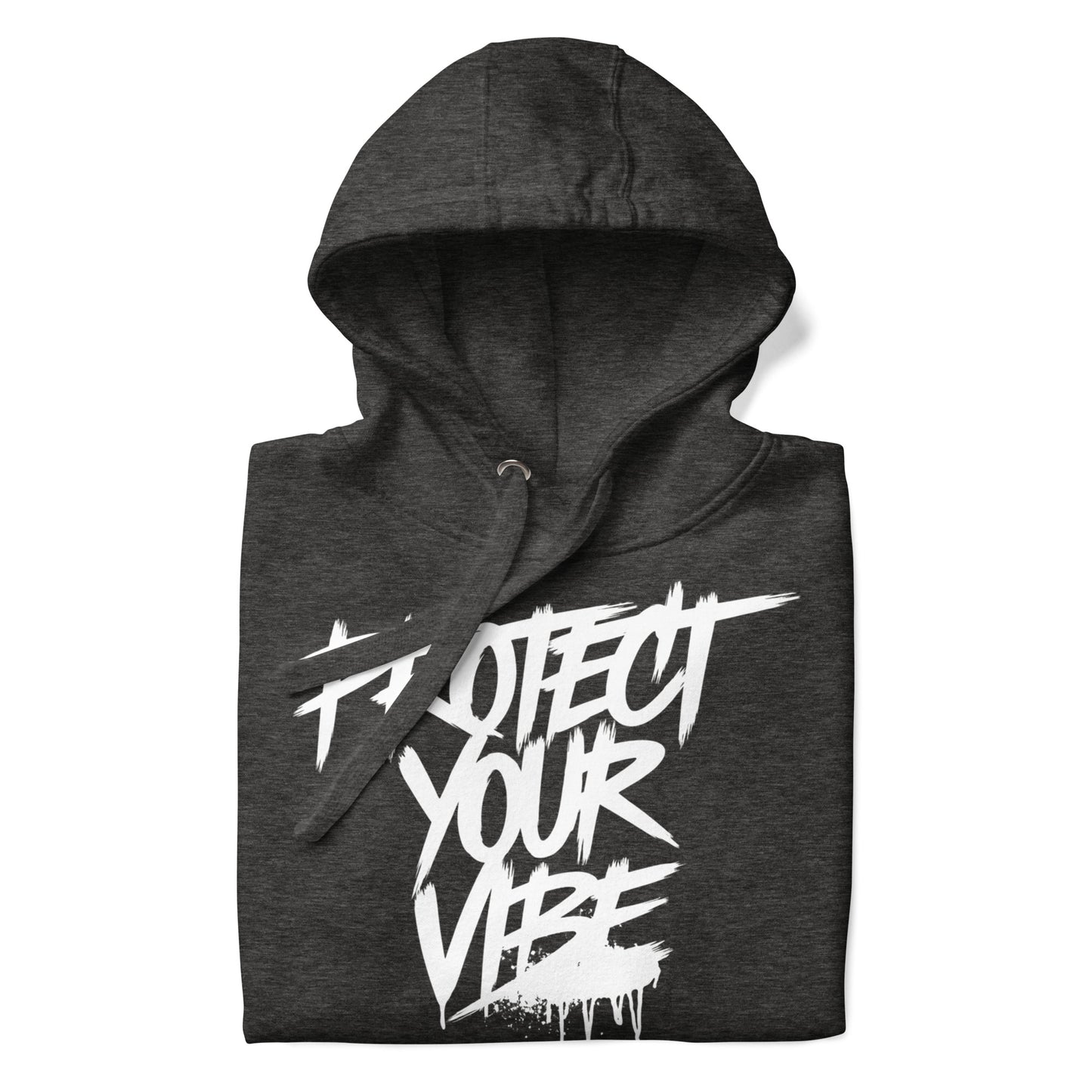 Darkgray-Protect Your Vibe Graffiti Tag hoodie from B.Different Clothing, folded, graffiti-inspired streetwear