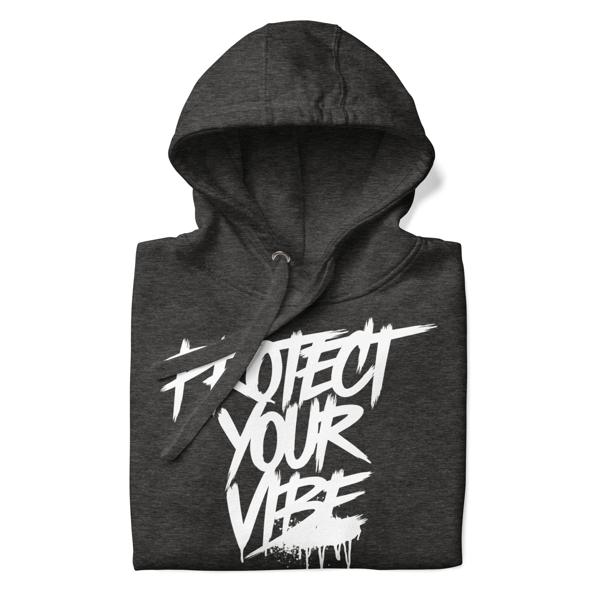 Darkgray-Protect Your Vibe Graffiti Tag hoodie from B.Different Clothing, folded, graffiti-inspired streetwear