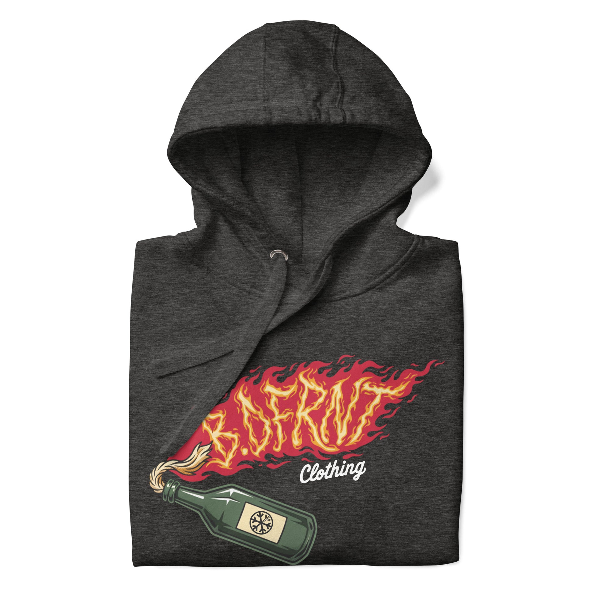 Darkgray-Molotov Graffiti Hoodie from B.Different Clothing, folded, graffiti-inspired streetwear