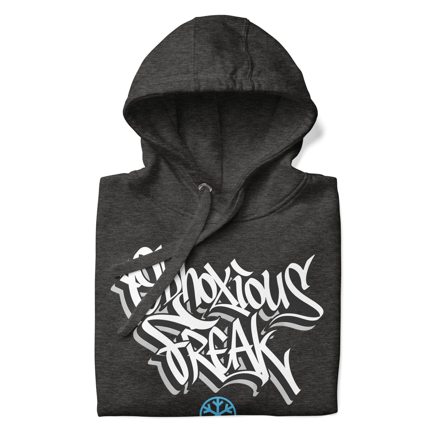 Darkgray-Obnoxious Freak Graffiti Hoodie from B.Different Clothing, folded, graffiti-inspired streetwear