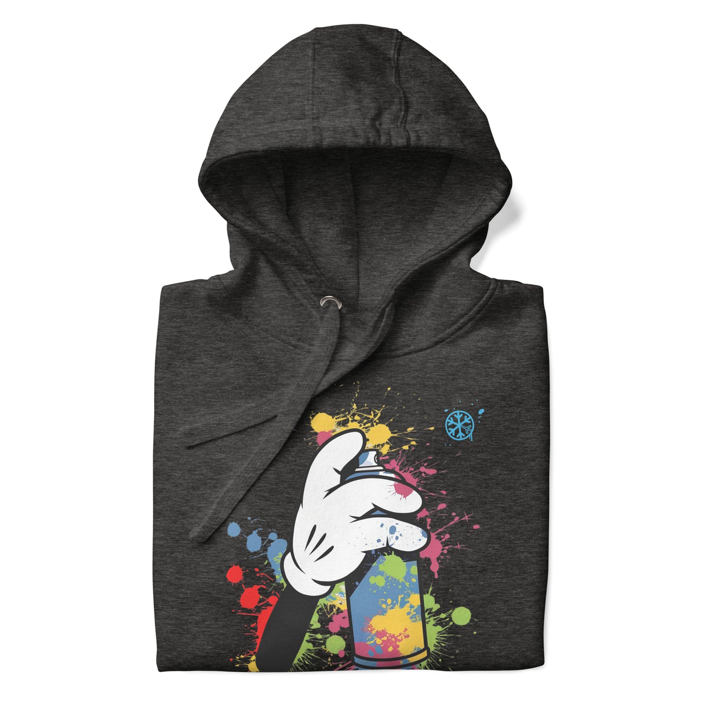 Darkgray-Hand Spray Can Graffiti Hoodie from B.Different Clothing, folded, graffiti-inspired streetwear