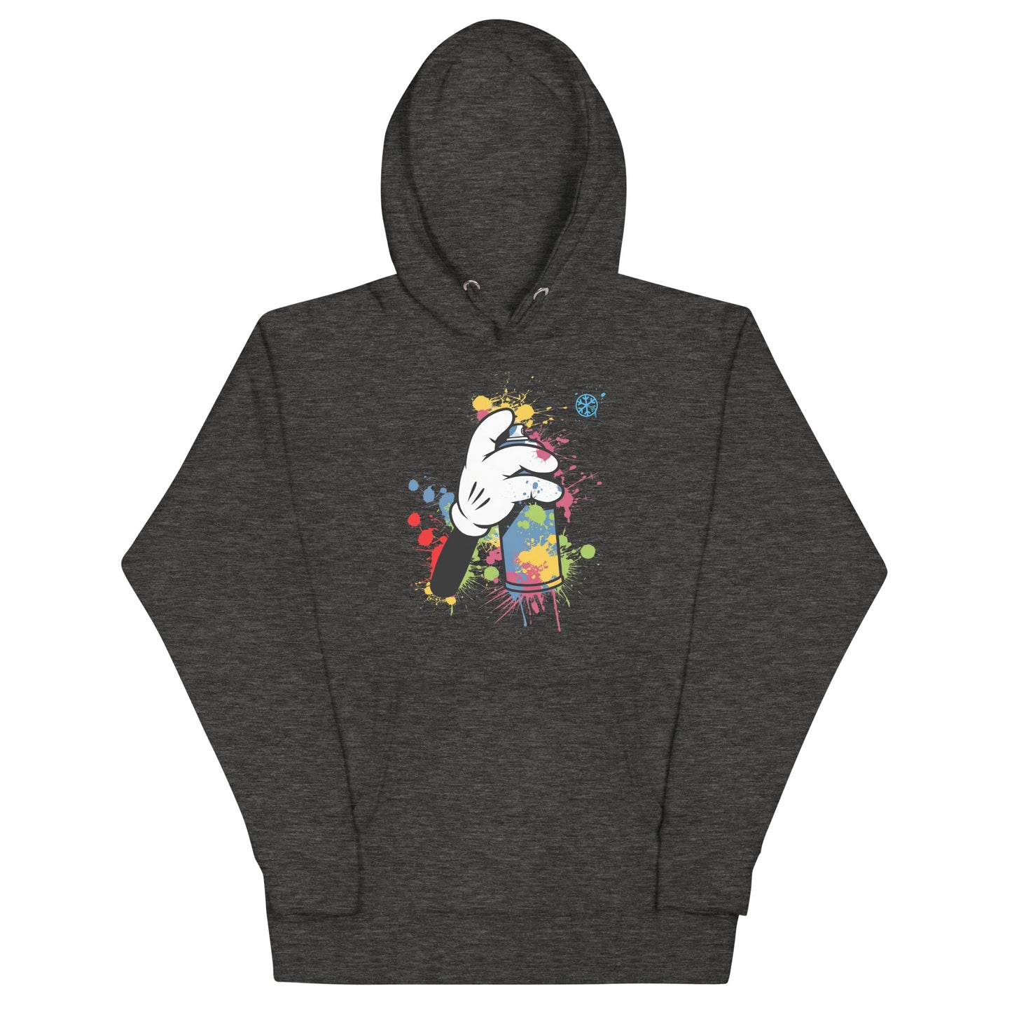 Darkgray-Hand Spray Can Graffiti Hoodie from B.Different Clothing, front view, graffiti-inspired streetwear