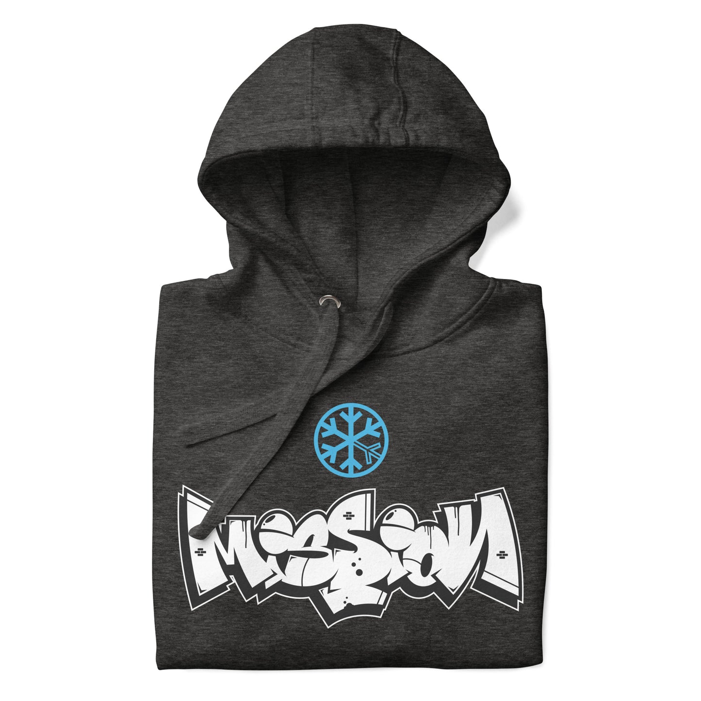 Darkgray-Mission Graffiti Piece Hoodie from B.Different Clothing, folded, graffiti-inspired streetwear