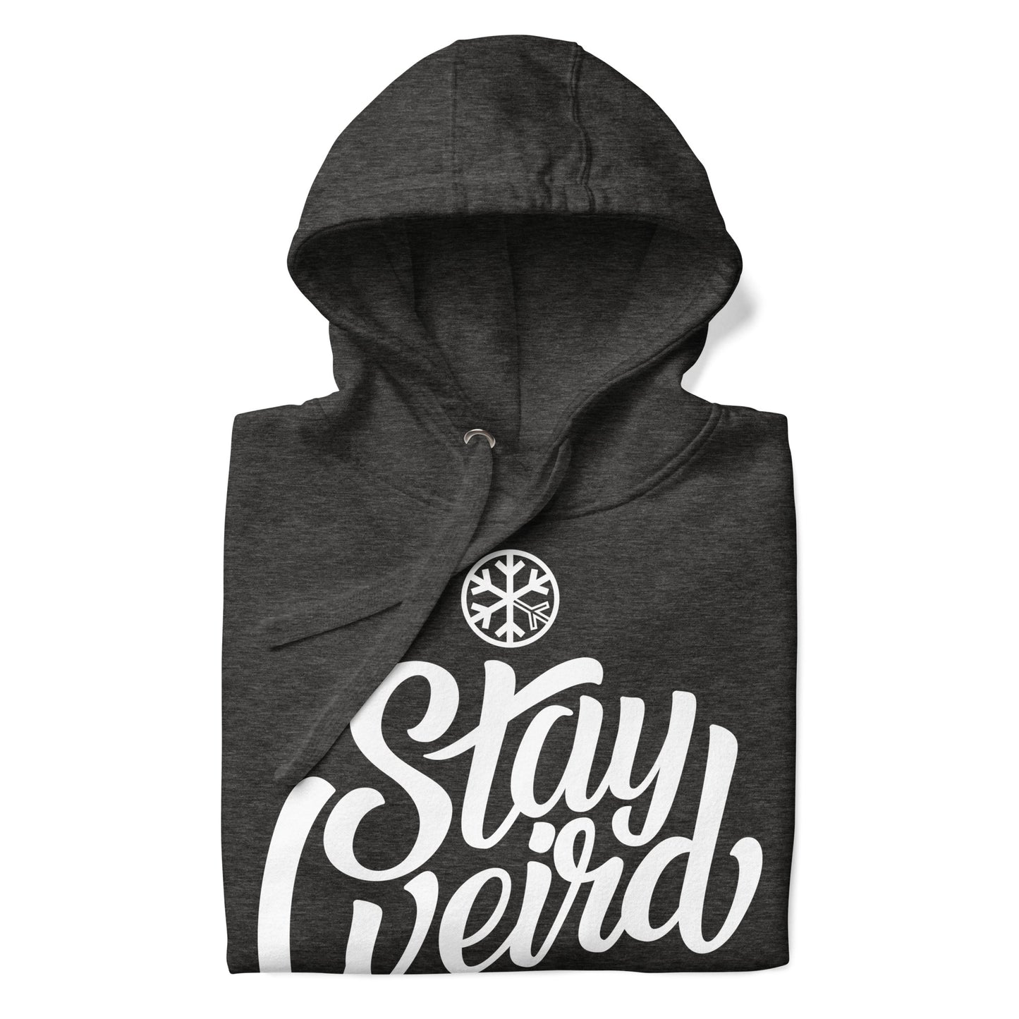 Darkgray-Stay Weird Hoodie from B.Different Clothing, folded, graffiti-inspired streetwear