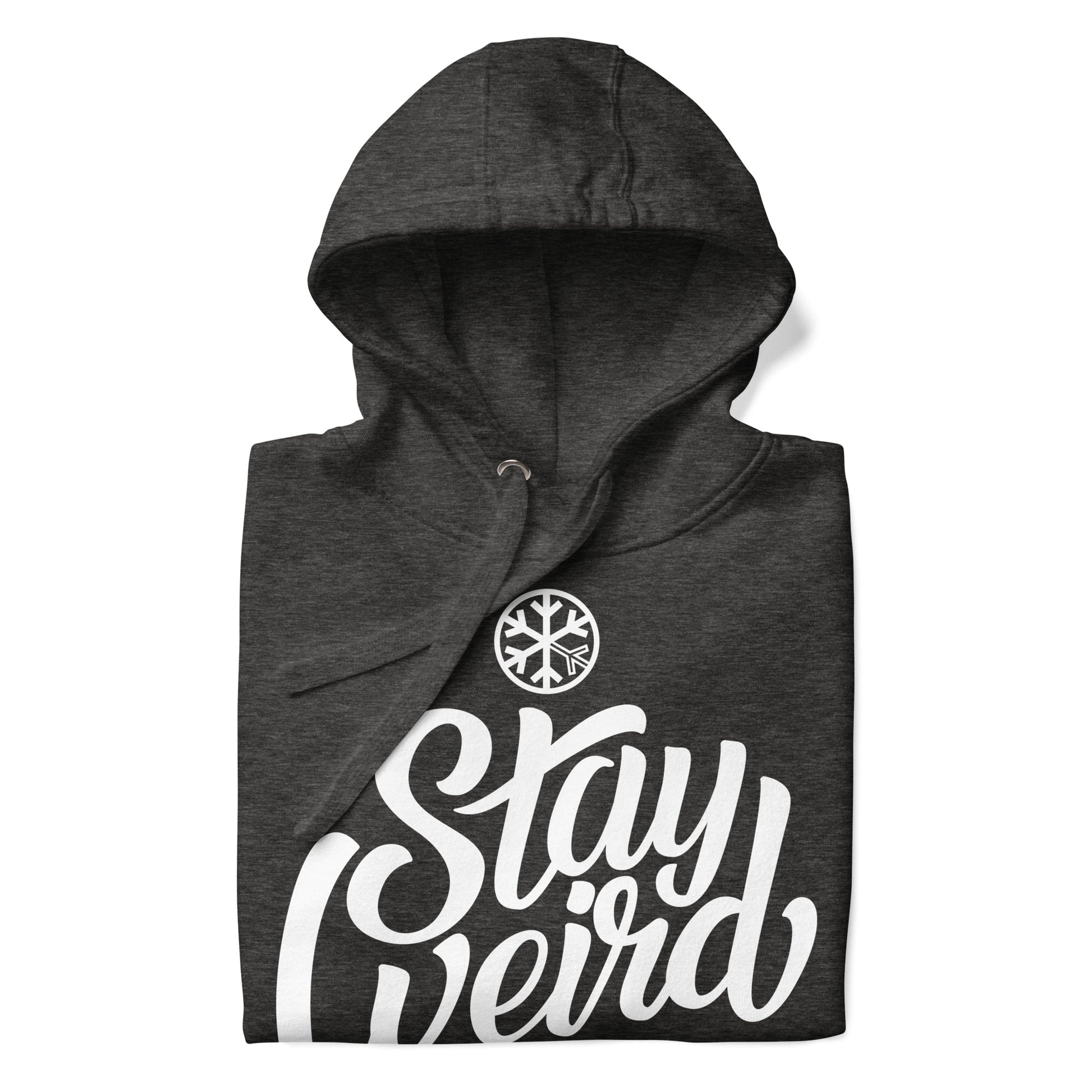 Darkgray-Stay Weird Hoodie from B.Different Clothing, folded, graffiti-inspired streetwear