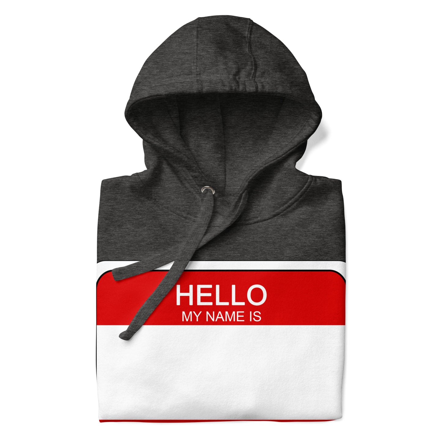 Darkgray-Hello My Name Is Sticker Graffiti Hoodie from B.Different Clothing, folded, graffiti-inspired streetwear