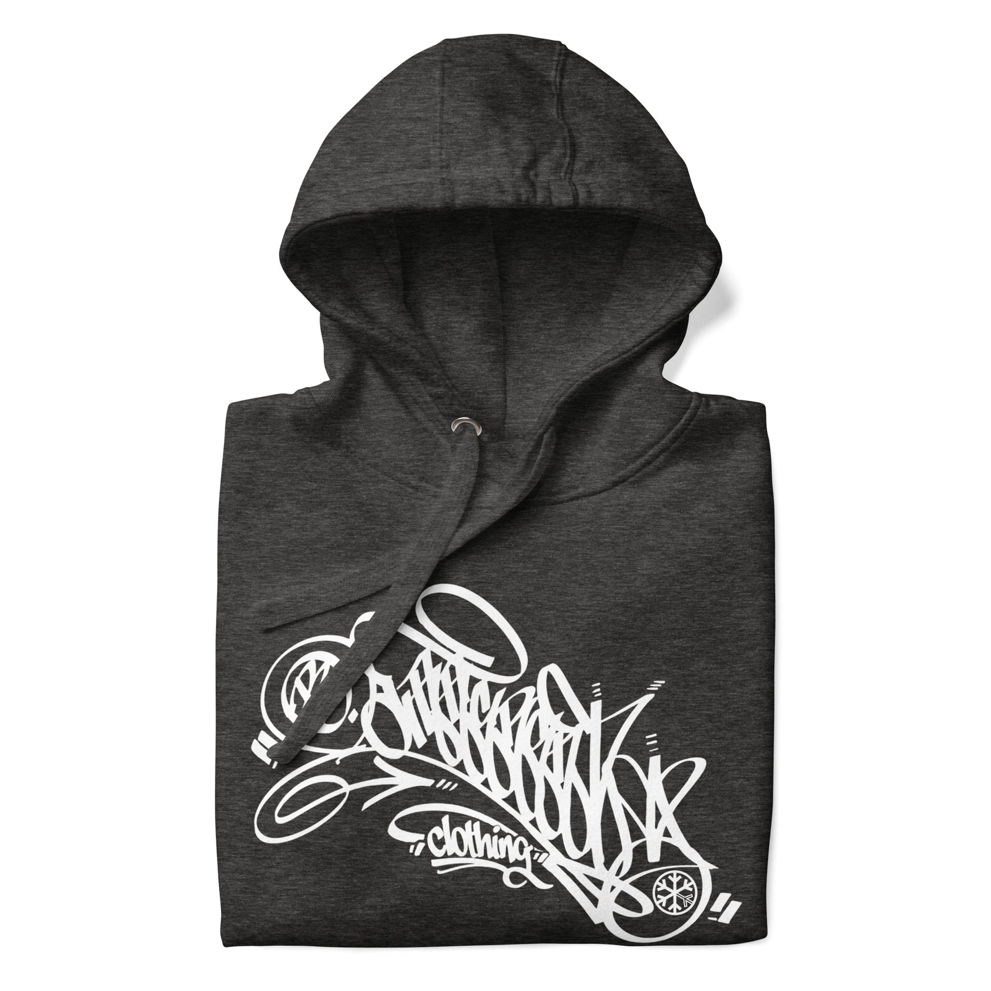 Darkgray-B.Different Clothing Graffiti Tag Hoodie from B.Different Clothing, folded, graffiti-inspired streetwear
