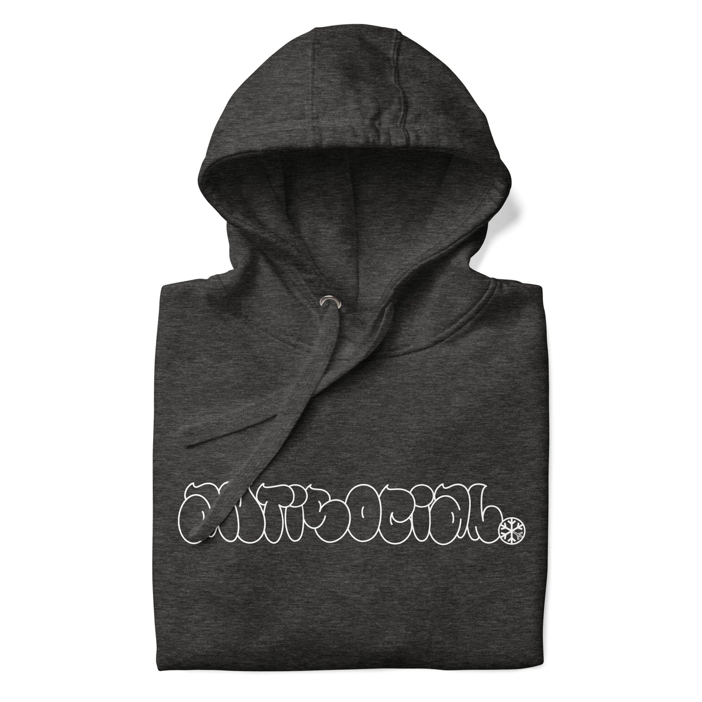 Darkgray-Antisocial Graffiti Hollow Hoodie from B.Different Clothing, folded, graffiti-inspired streetwear