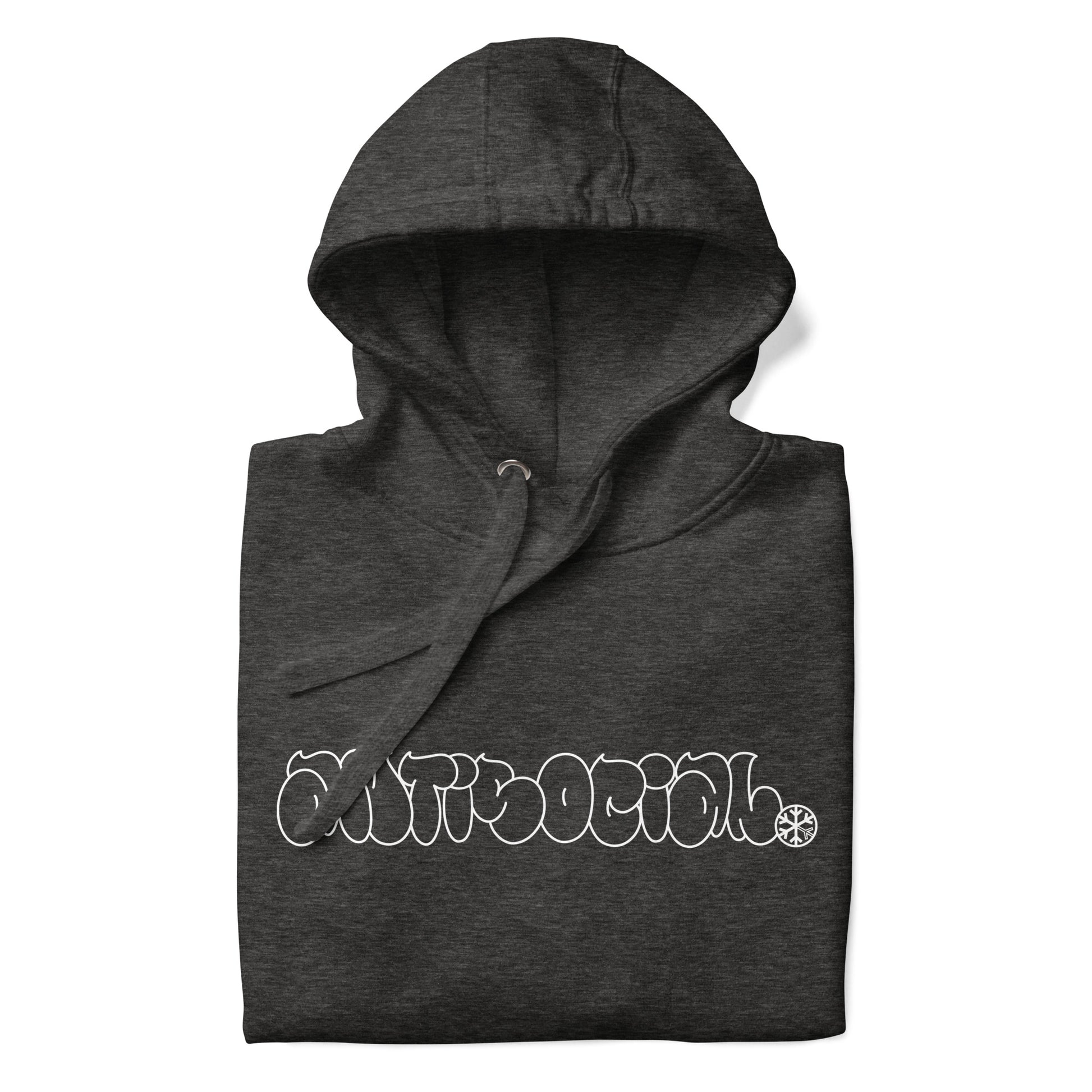 Darkgray-Antisocial Graffiti Hollow Hoodie from B.Different Clothing, folded, graffiti-inspired streetwear