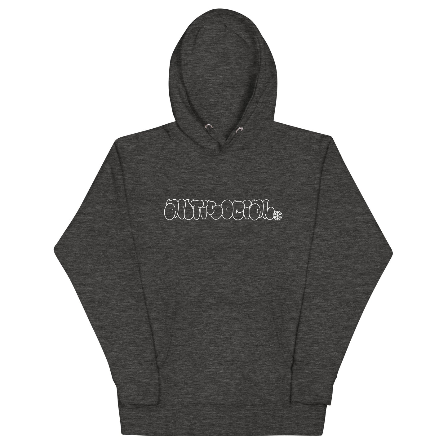 Darkgray-Antisocial Graffiti Hollow Hoodie from B.Different Clothing, front view, graffiti-inspired streetwear
