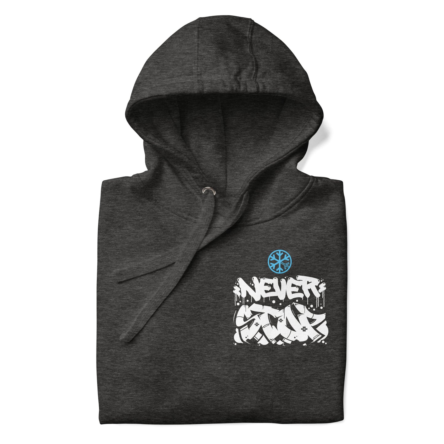 Darkgray-Never Stop Graffiti Character Hoodie from B.Different Clothing, folded, graffiti-inspired streetwear