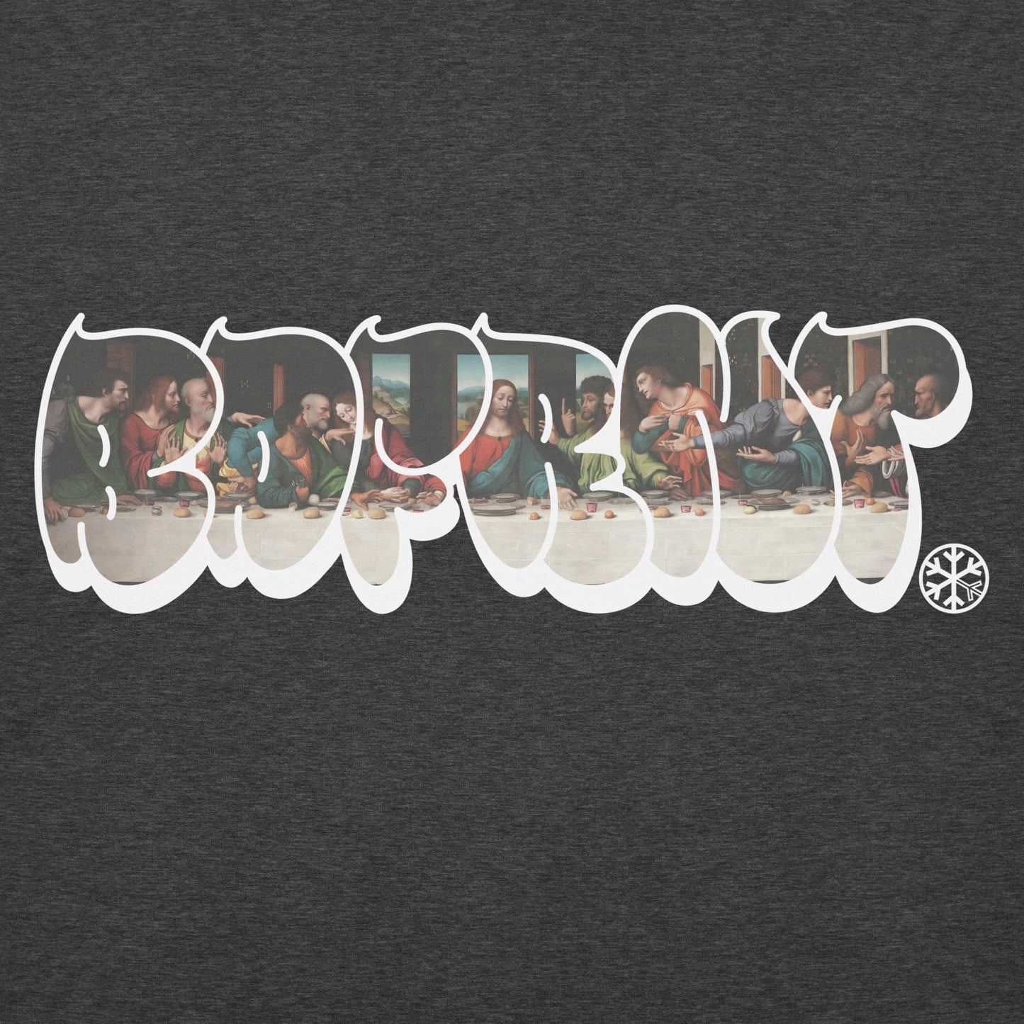 Darkgray-BDFRNT Throwie x Last Supper Graffiti Hoodie from B.Different Clothing, graphic, graffiti-inspired streetwear