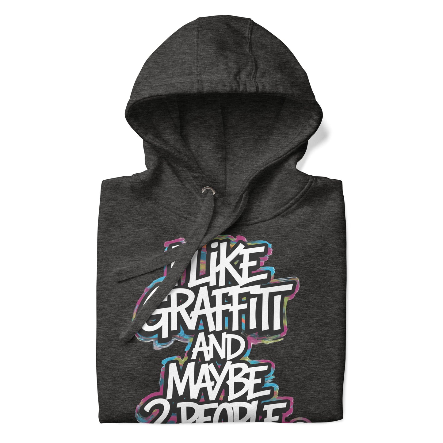Darkgray-I Like Graffiti and Maybe 2 People Hoodie from B.Different Clothing, folded, graffiti-inspired streetwear