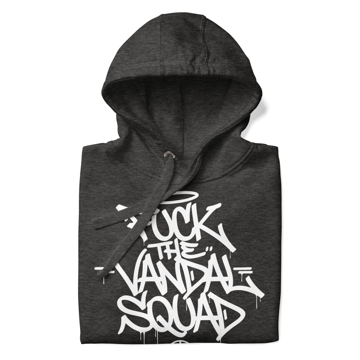 Darkgray-Fuck The Vandal Squad Graffiti Hoodie from B.Different Clothing, folded, graffiti-inspired streetwear