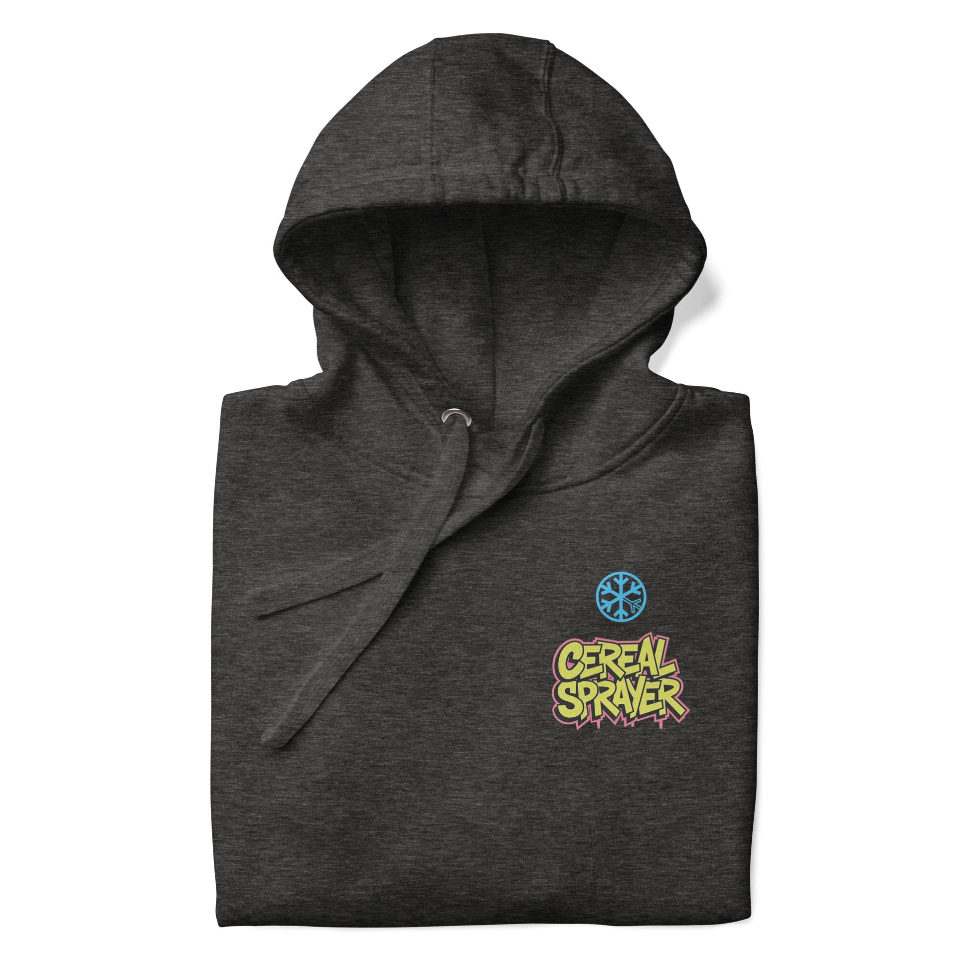 Darkgray-Cereal Sprayer Graffiti Hoodie from B.Different Clothing, folded, graffiti-inspired streetwear