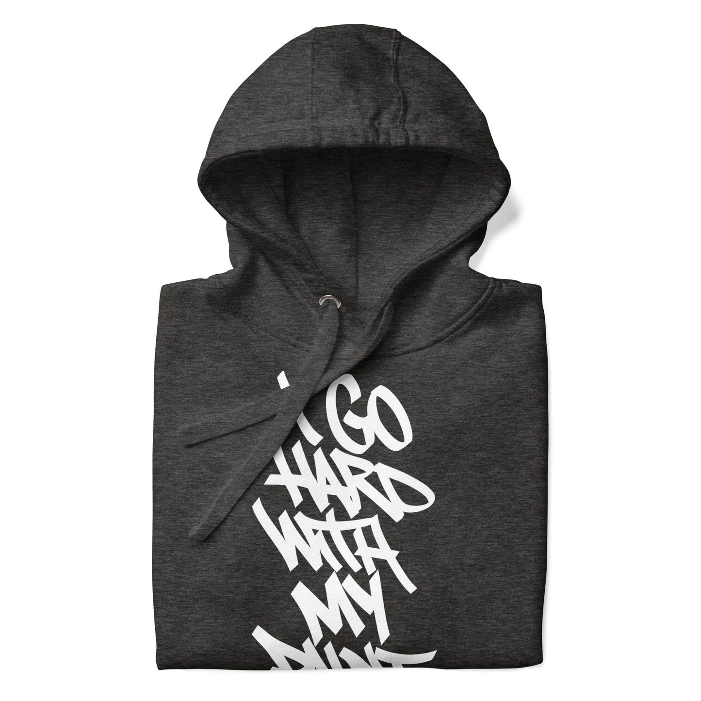 Darkgray-I Go Hard With My Paint Graffiti Hoodie from B.Different Clothing, folded, graffiti-inspired streetwear