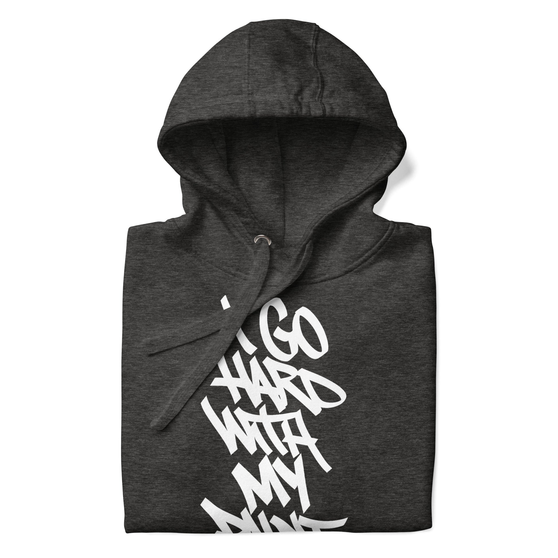 Darkgray-I Go Hard With My Paint Graffiti Hoodie from B.Different Clothing, folded, graffiti-inspired streetwear