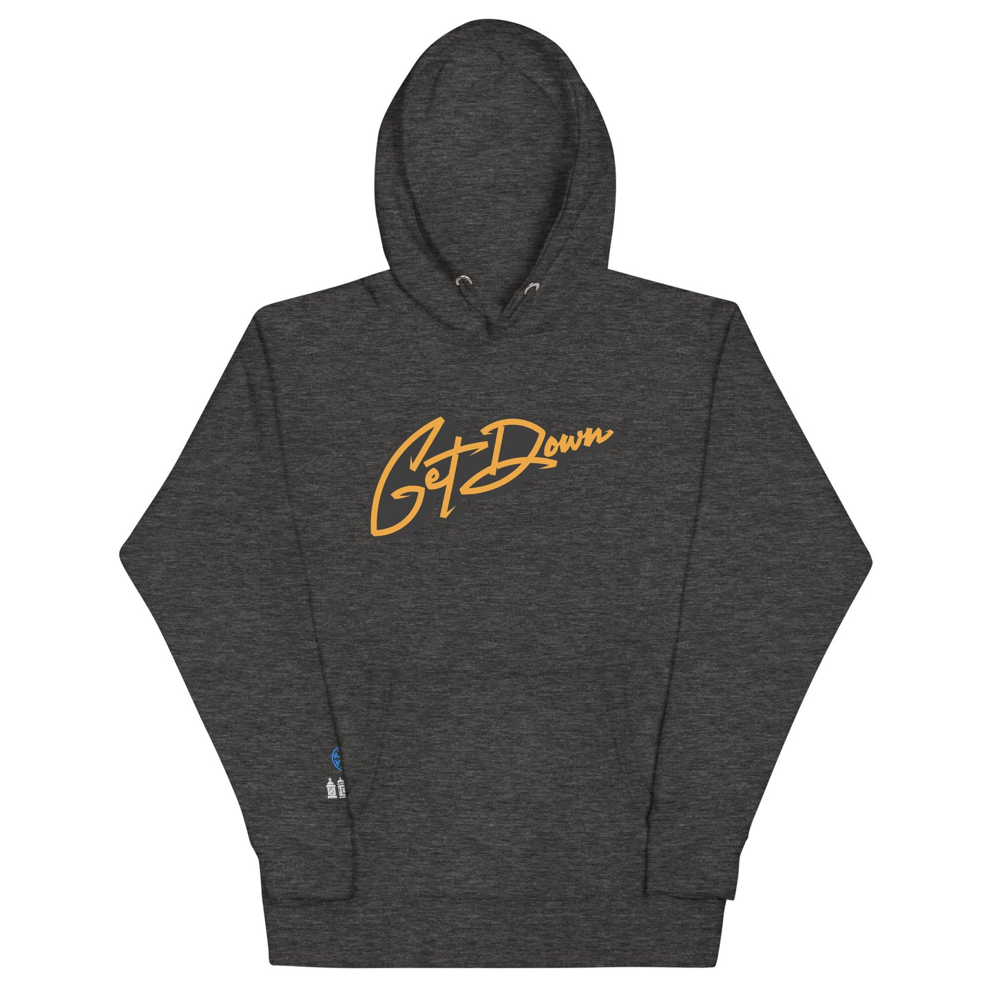 Darkgray-Get Down Graffiti Lettering Hoodie from B.Different Clothing, front view, graffiti-inspired streetwear