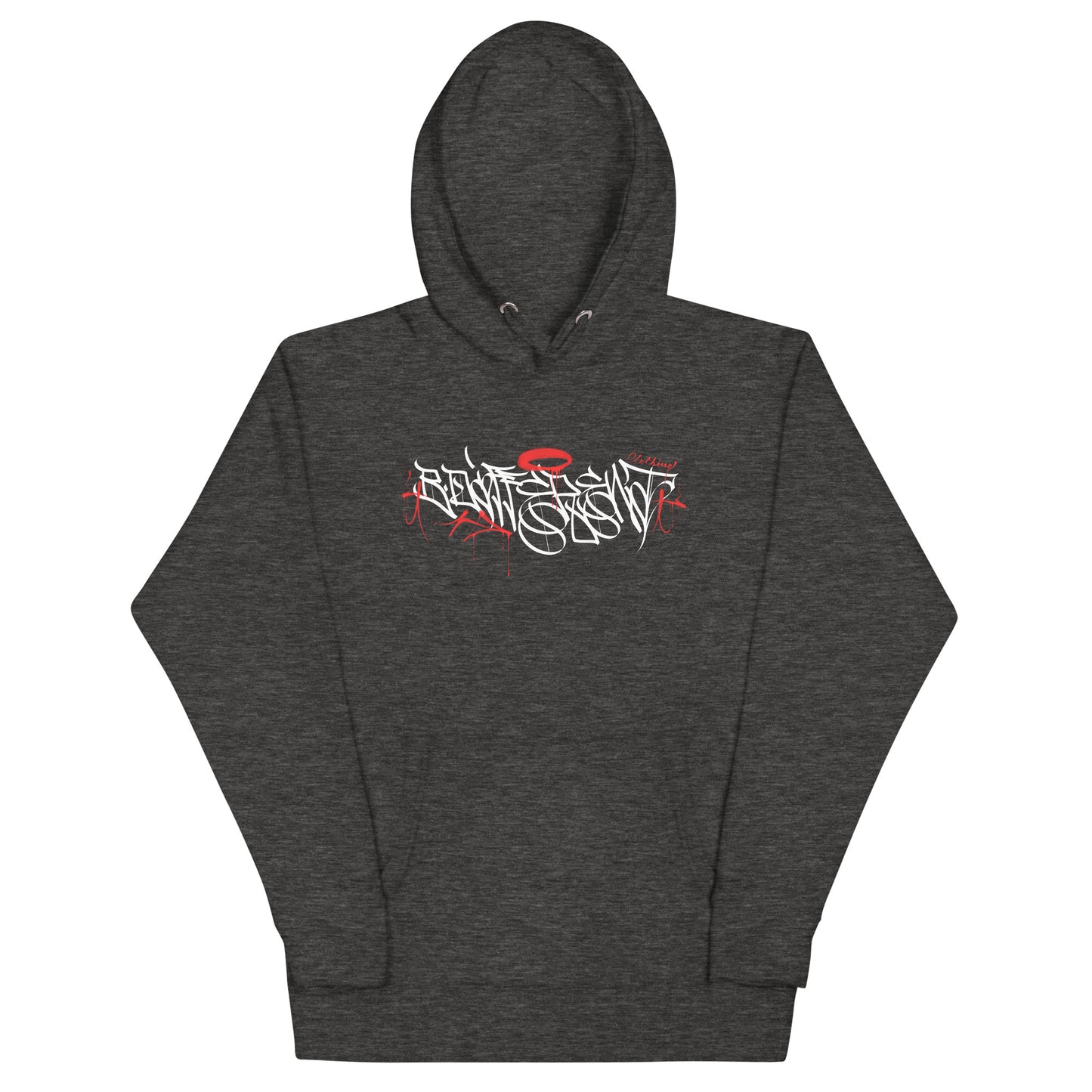 Darkgray-Caos One Collab Graffiti Hoodie from B.Different Clothing, front view, graffiti-inspired streetwear