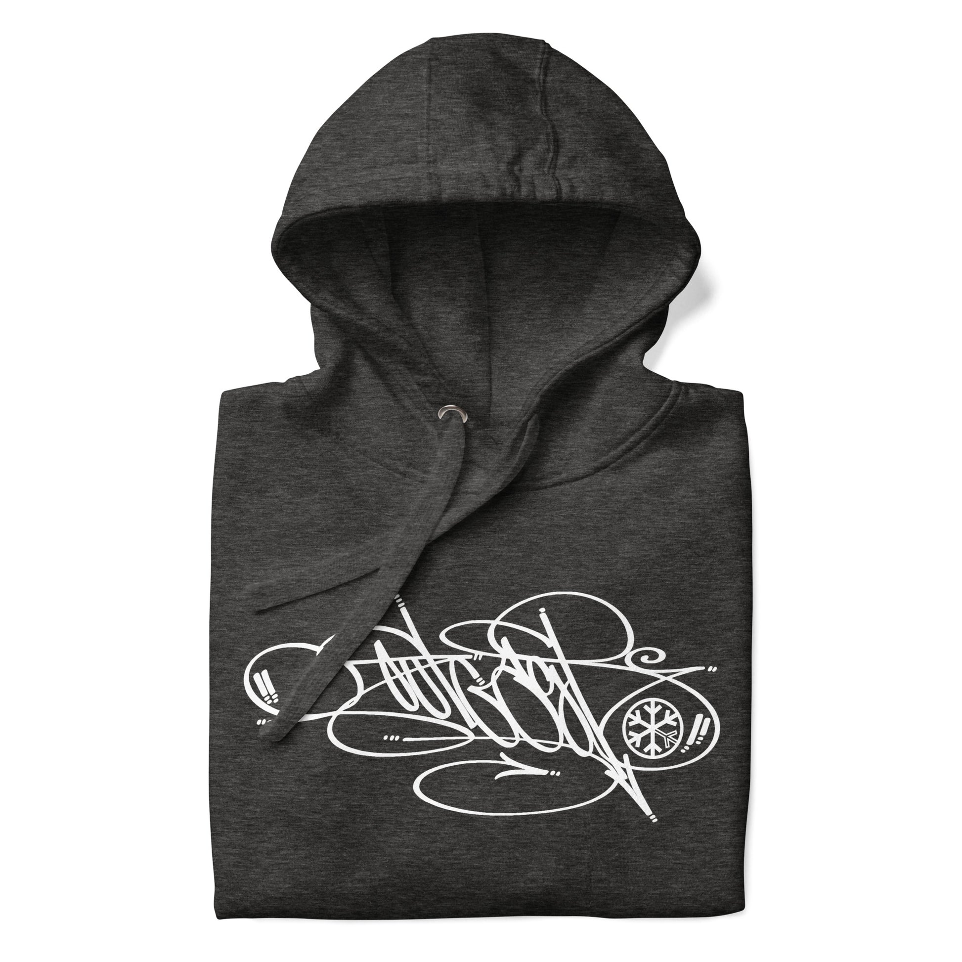 Darkgray-Outcast Tag Hoodie by Graffiti Dad from B.Different Clothing, folded, graffiti-inspired streetwear