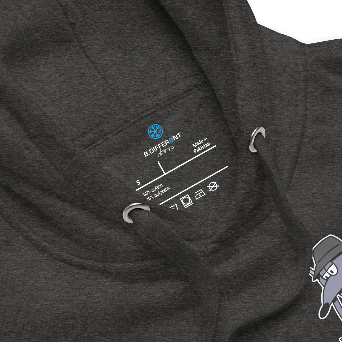 Darkgray-Bad Boy Graffiti Hoodie from B.Different Clothing, collar, graffiti-inspired streetwear