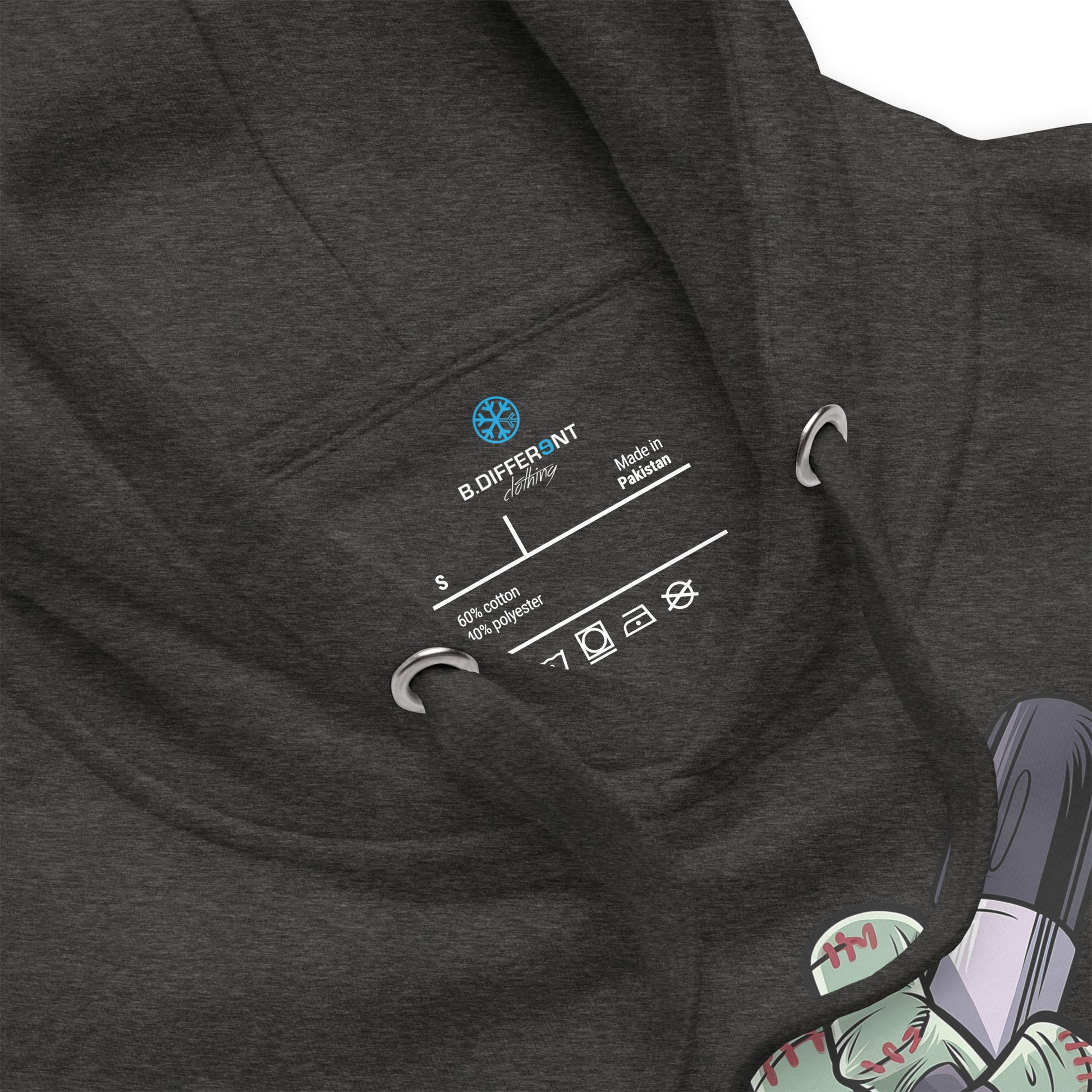 Darkgray-Thing Graffiti Hoodie from B.Different Clothing, collar, graffiti-inspired streetwear