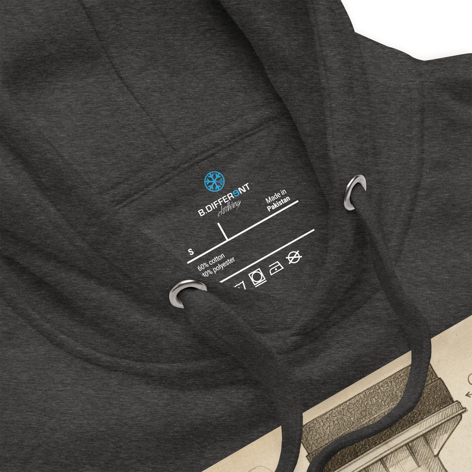 Darkgray-Marker Sketch Graffiti Hoodie from B.Different Clothing, collar, graffiti-inspired streetwear