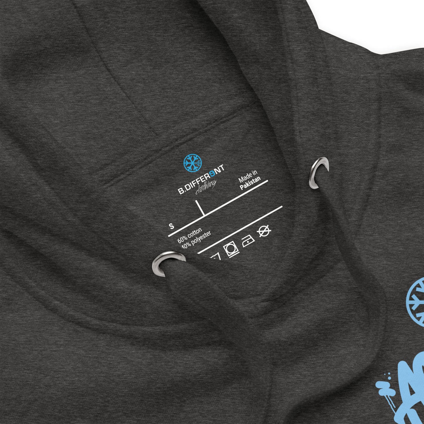 Darkgray-ACAB Graffiti Character Hoodie from B.Different Clothing, collar, graffiti-inspired streetwear