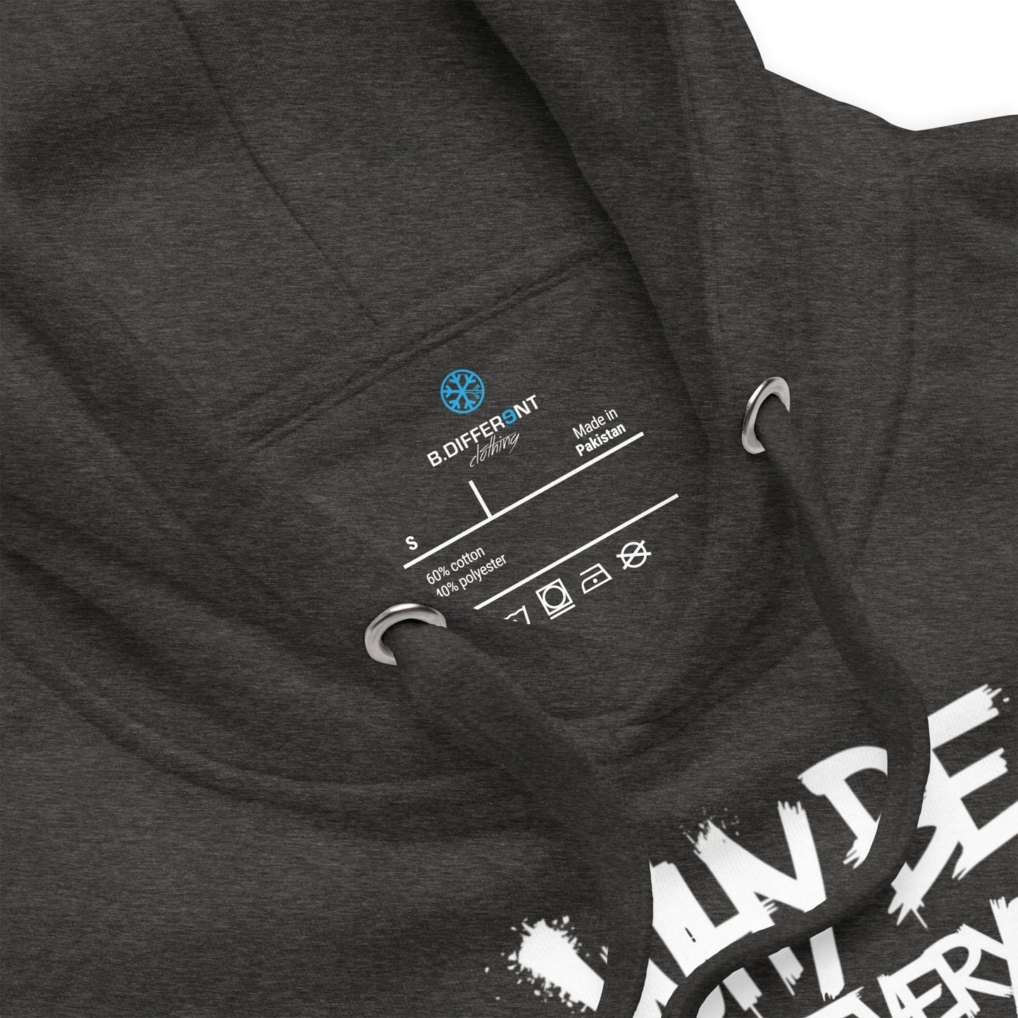 Darkgray-Chaos They Fear Graffiti Tag Hoodie from B.Different Clothing, collar, graffiti-inspired streetwear