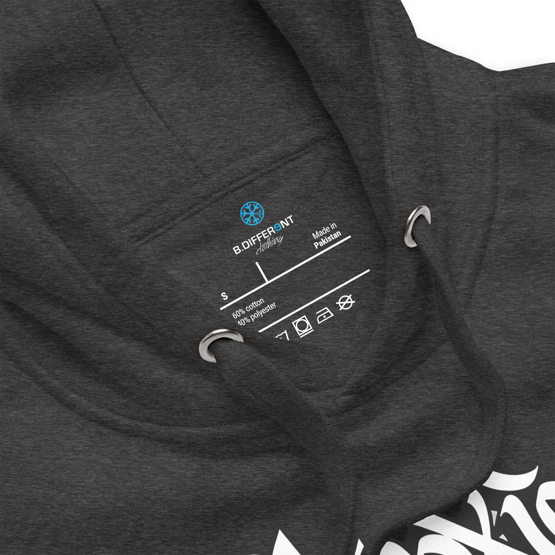 Darkgray-Obnoxious Freak Graffiti Hoodie from B.Different Clothing, collar, graffiti-inspired streetwear