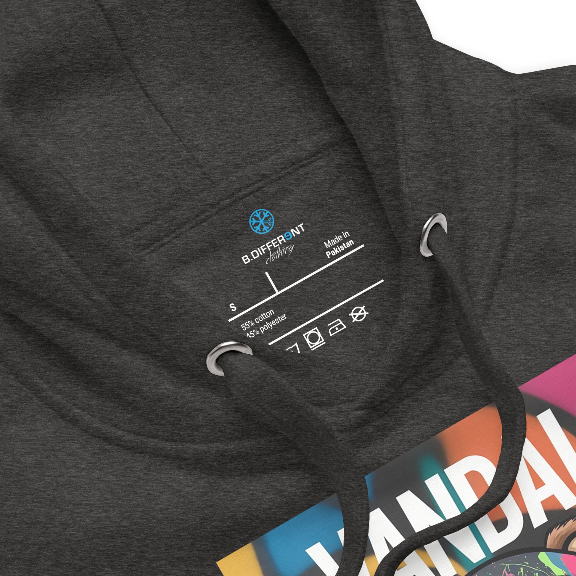 Darkgray-Vandal Teddy Bear Graffiti Hoodie from B.Different Clothing, collar, graffiti-inspired streetwear