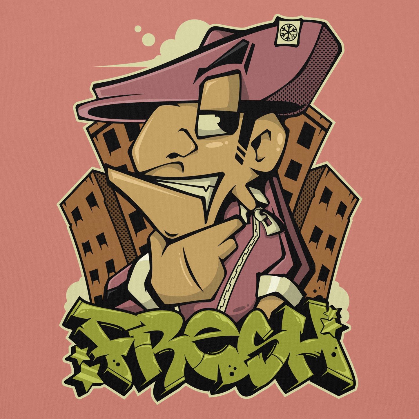 Pink-Fresh Graffiti Character Hoodie from B.Different Clothing, graphic, graffiti-inspired streetwear