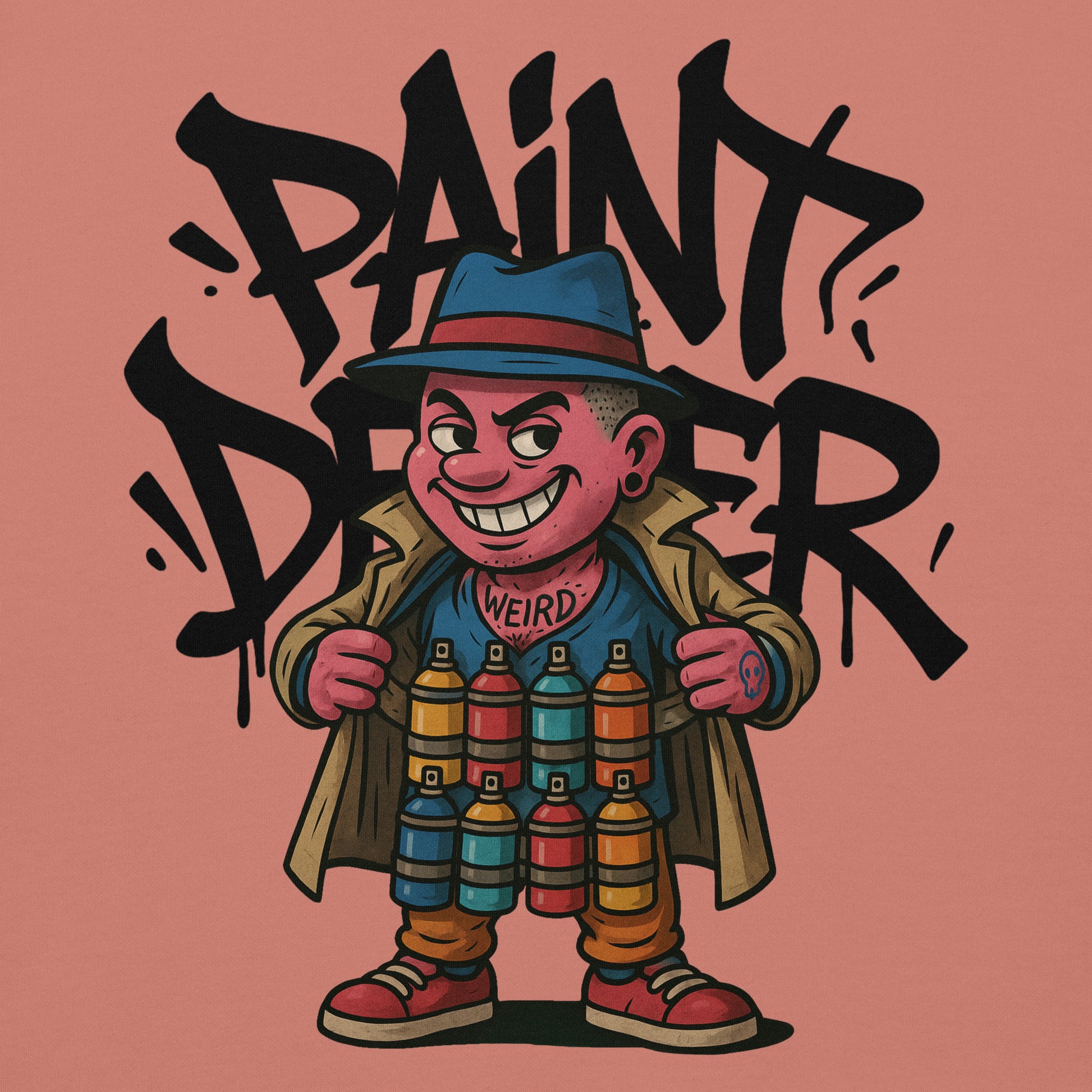 Pink-Paint Dealer Graffiti Character Hoodie from B.Different Clothing, graphic, graffiti-inspired streetwear