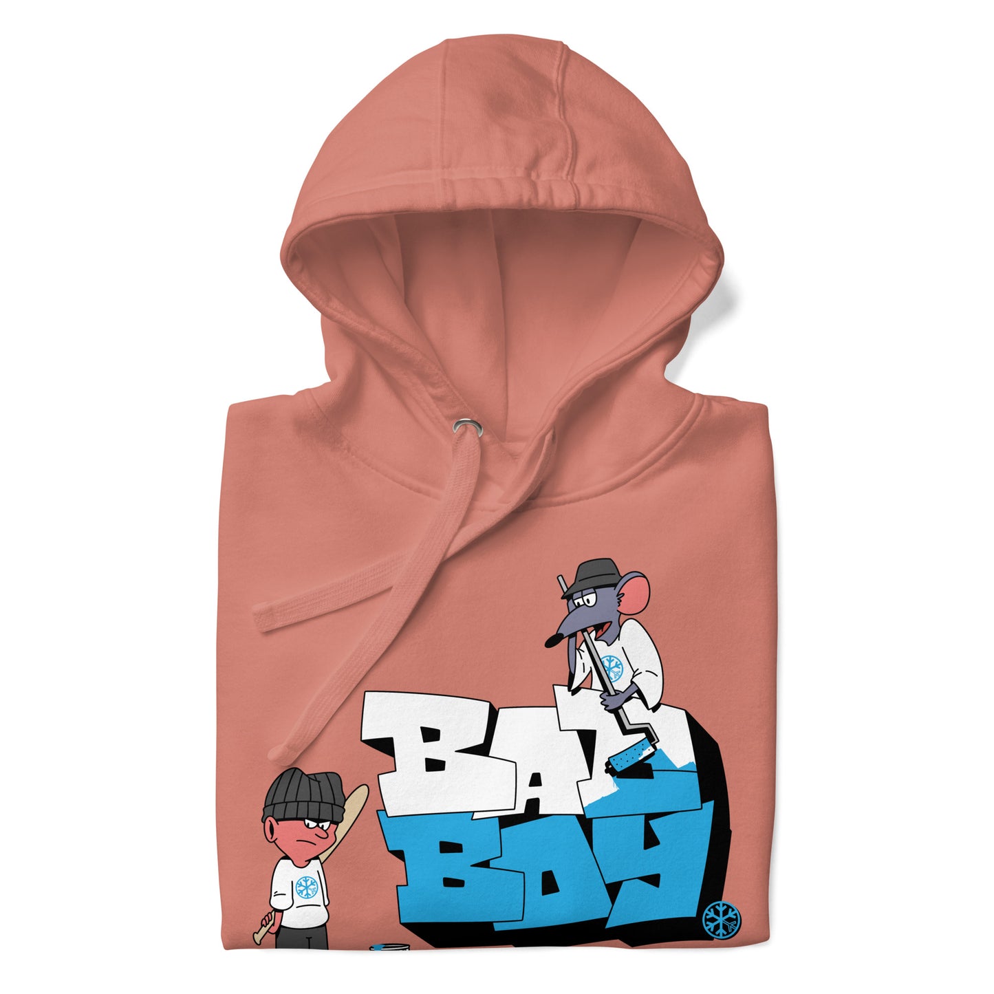 Pink-Bad Boy Graffiti Hoodie from B.Different Clothing, folded, graffiti-inspired streetwear
