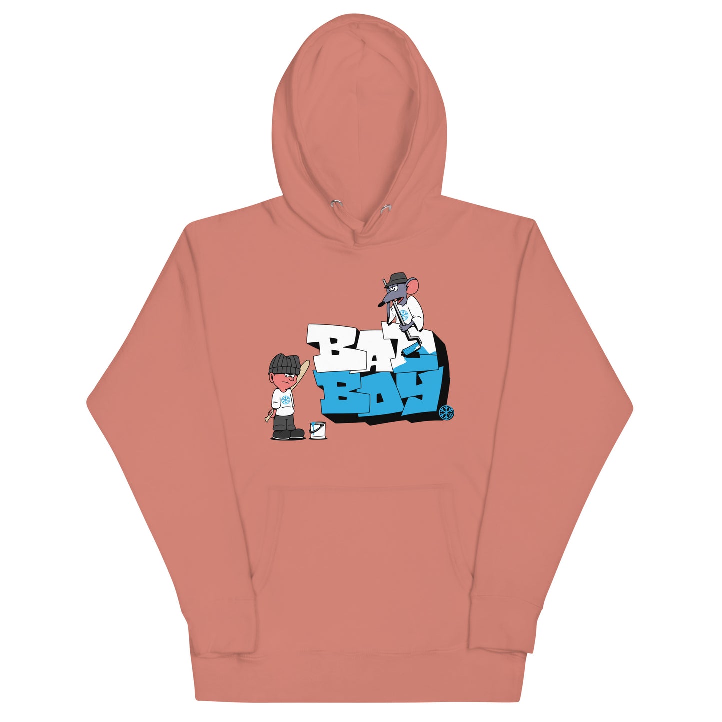 Pink-Bad Boy Graffiti Hoodie from B.Different Clothing, front view, graffiti-inspired streetwear