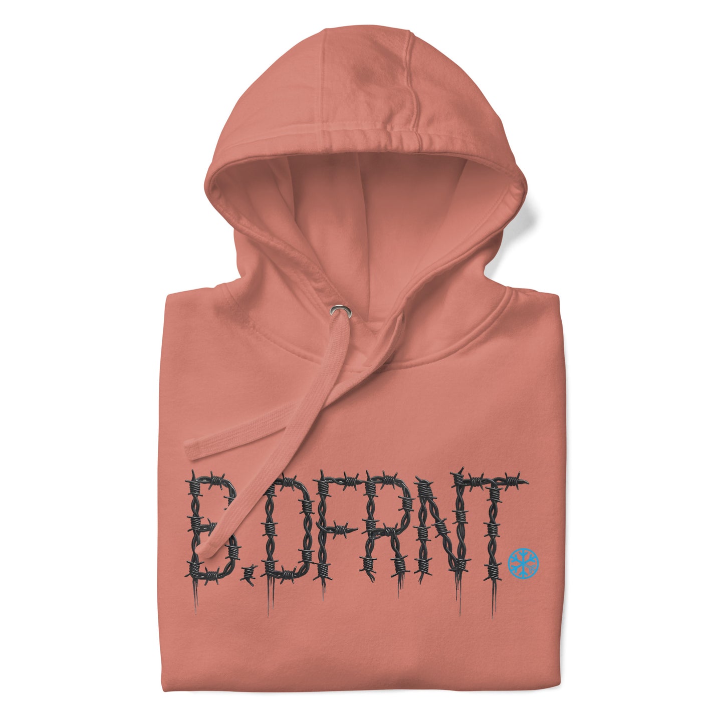 Pink-B.DFRNT Barbed Wire Hoodie from B.Different Clothing, folded, graffiti-inspired streetwear