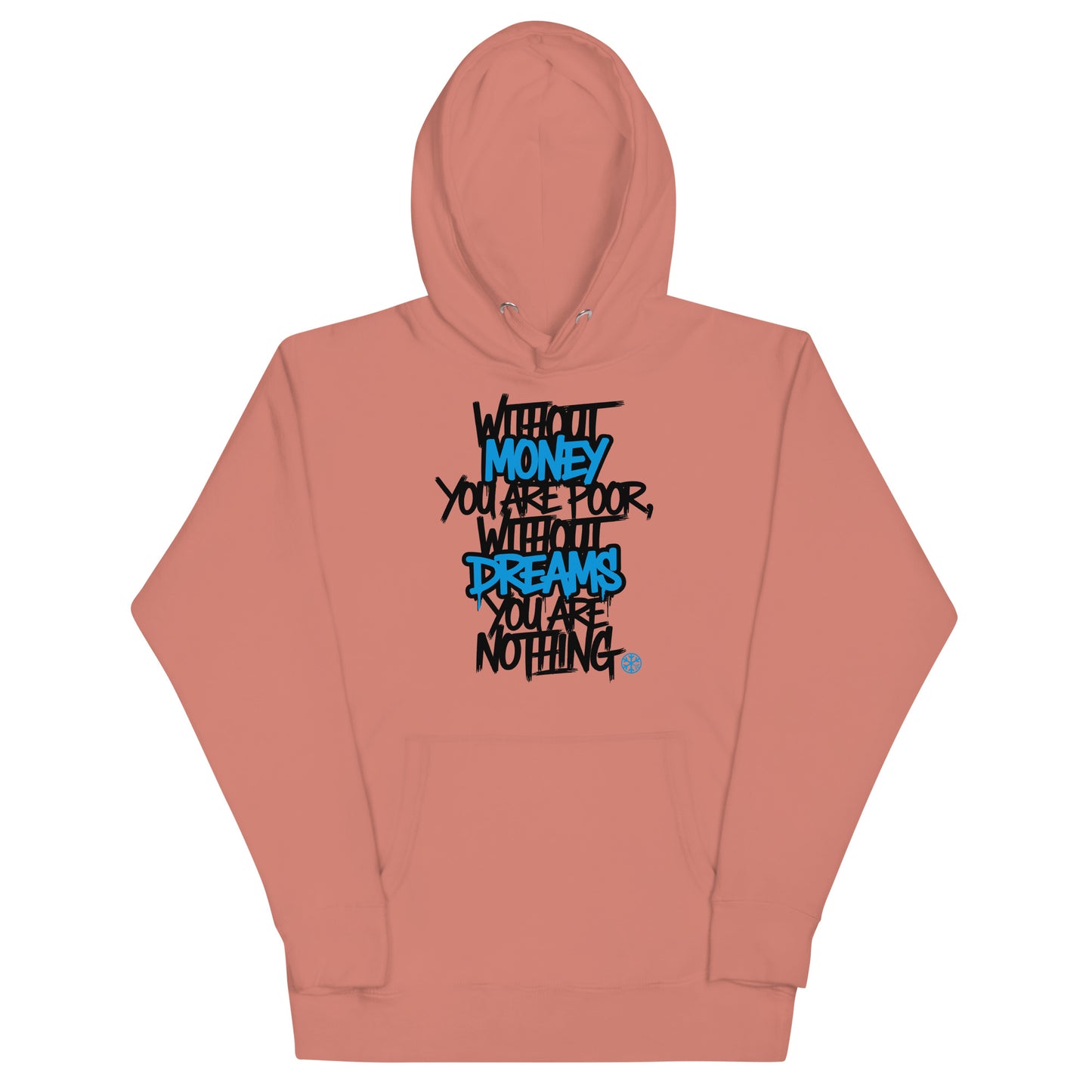 Pink-Without Dreams You Are Nothing Graffiti Hoodie from B.Different Clothing, front view, graffiti-inspired streetwear