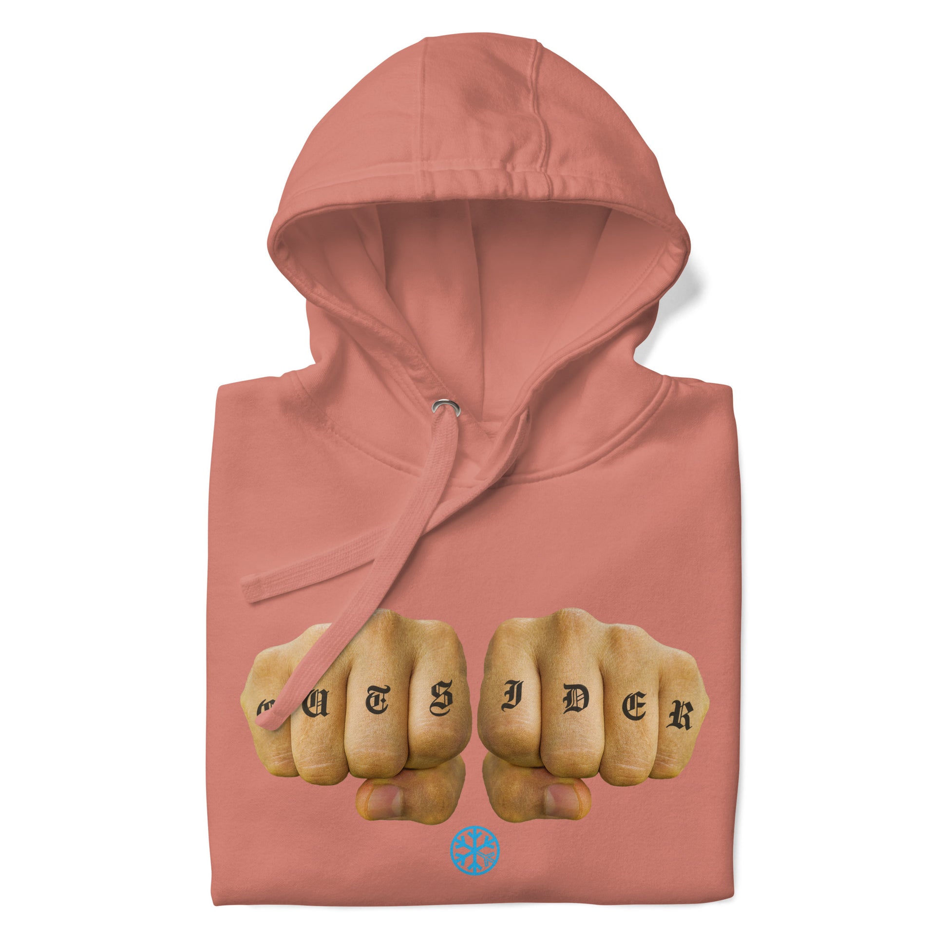Pink-Outsider Tattoo Hoodie from B.Different Clothing, folded, graffiti-inspired streetwear