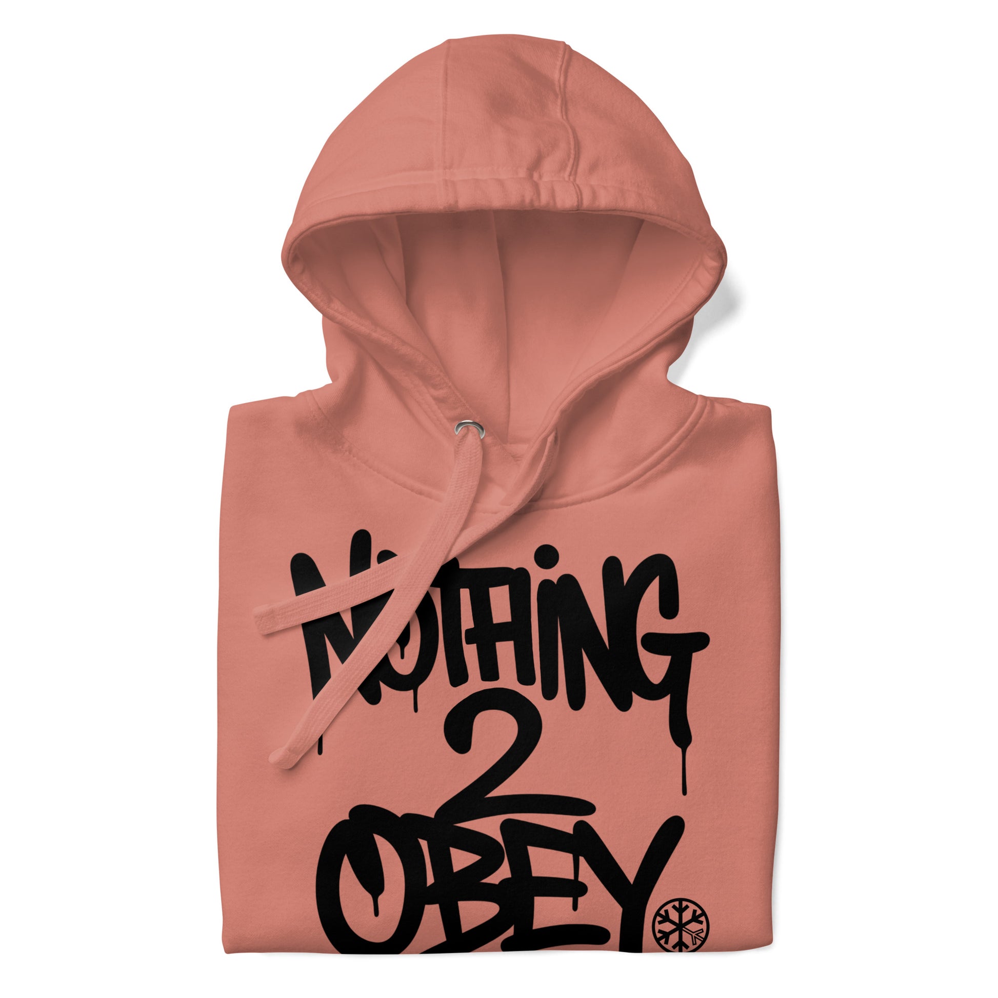 Pink-Nothing 2 Obey Graffiti Hoodie from B.Different Clothing, folded, graffiti-inspired streetwear
